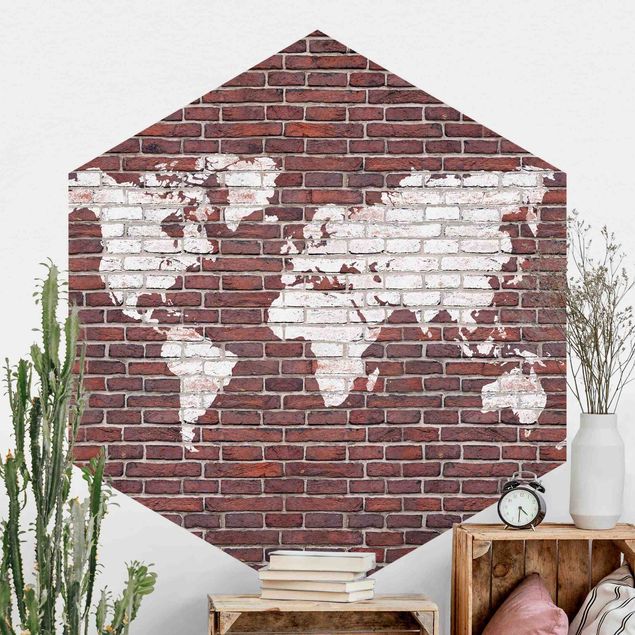 Decoración de cocinas Brick World Map