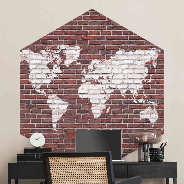 Papel pintado ladrillo Brick World Map