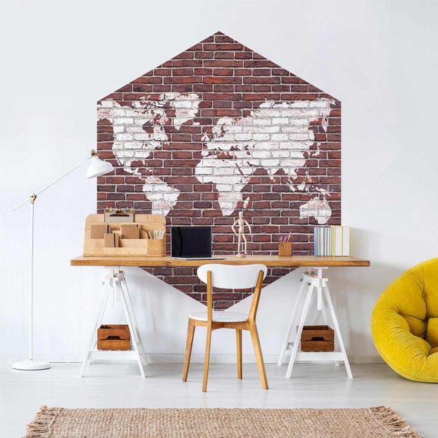 Papel pintado 3d Brick World Map