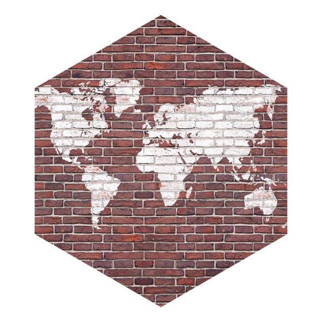 Papel pintado rojo Brick World Map