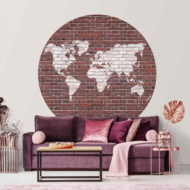 Papel pintado ladrillo Brick World Map