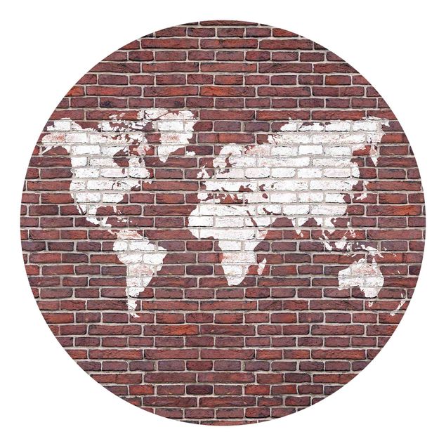 Papel pintado industrial Brick World Map