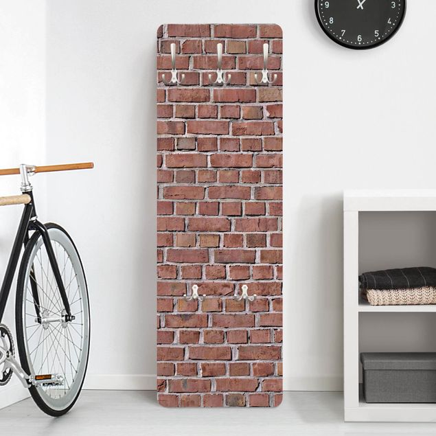 Percheros de pared de patrones Brick Tile Wallpaper Red