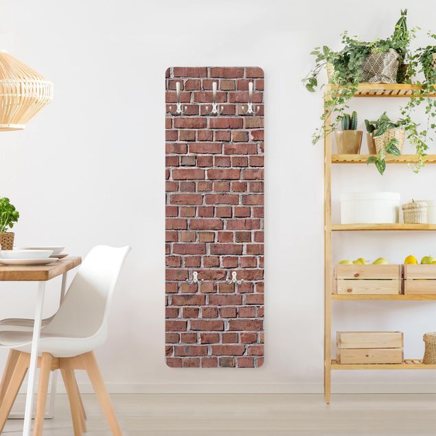 Percheros de pared efecto piedra Brick Tile Wallpaper Red