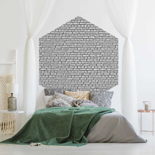 Papel pintado con patrones Brick Wallpaper Black And White