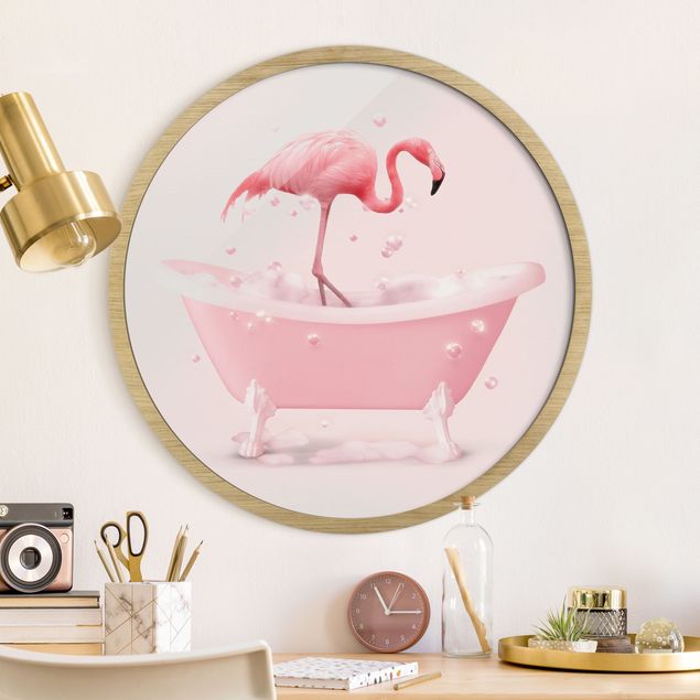 Pósters enmarcados de cuadros famosos Bath Tub Flamingo