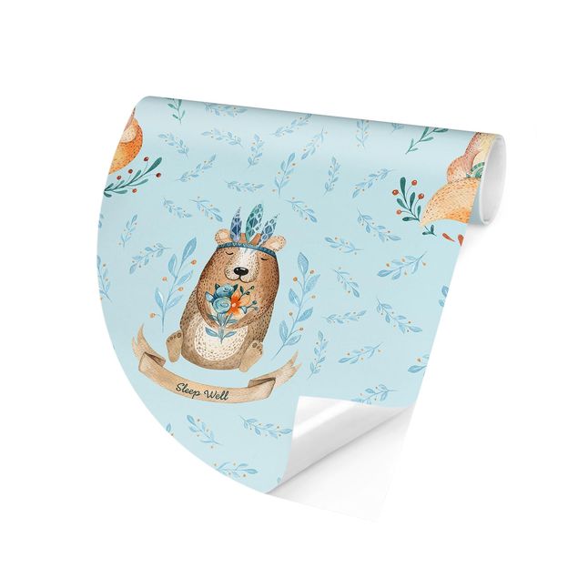 Papel pintado animales Bears And Foxes In Front Of Blue