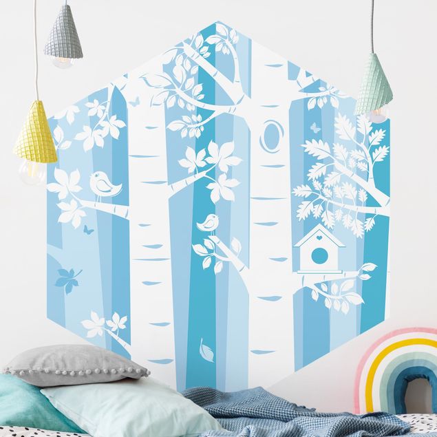 Decoración infantil pared Trees In The Forest Blue