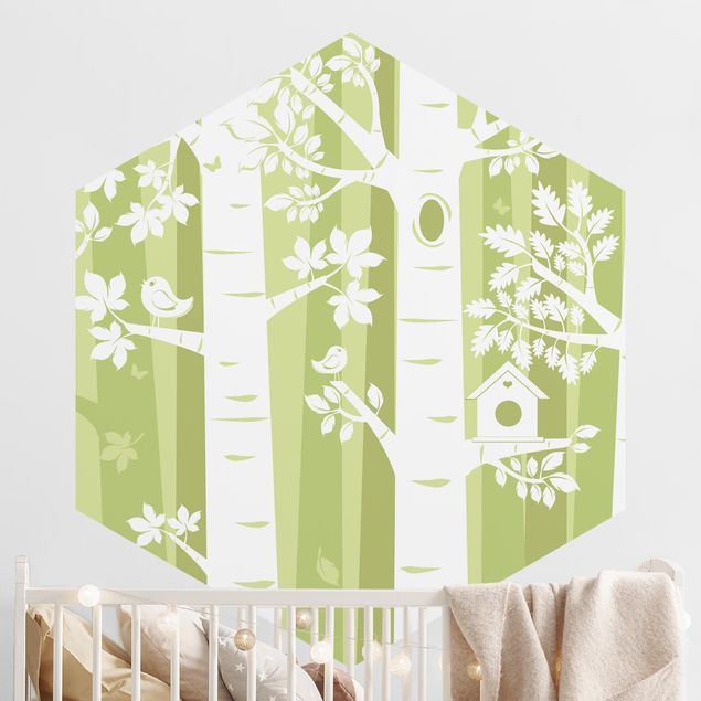 Decoración infantil pared Trees In The Forest Green