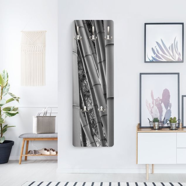 Percheros de pared en blanco y negro Bamboo