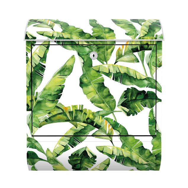 Buzón verde Banana Leaf Watercolour Pattern