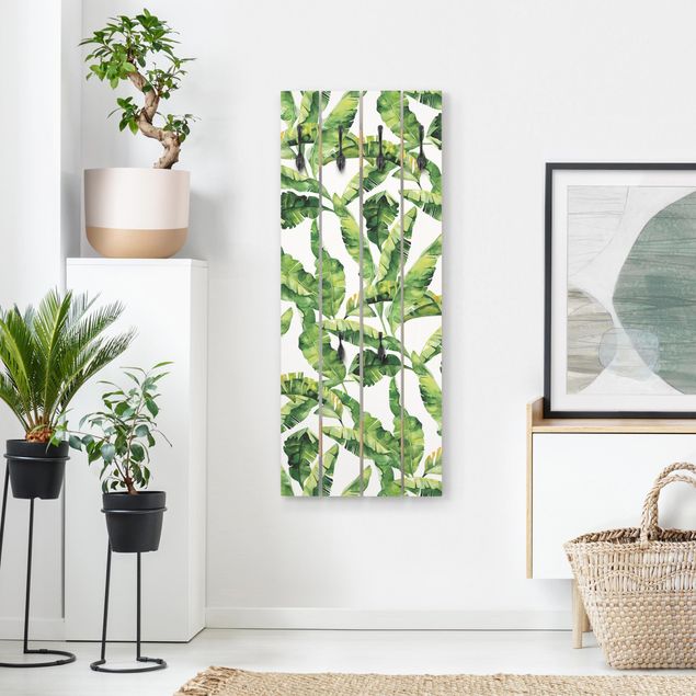 Percheros de pared de patrones Banana Leaf Watercolour Pattern