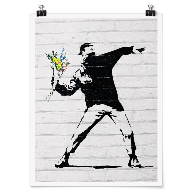 Cuadros modernos blanco y negro Blumenwerfer - Brandalised ft. Graffiti by Banksy