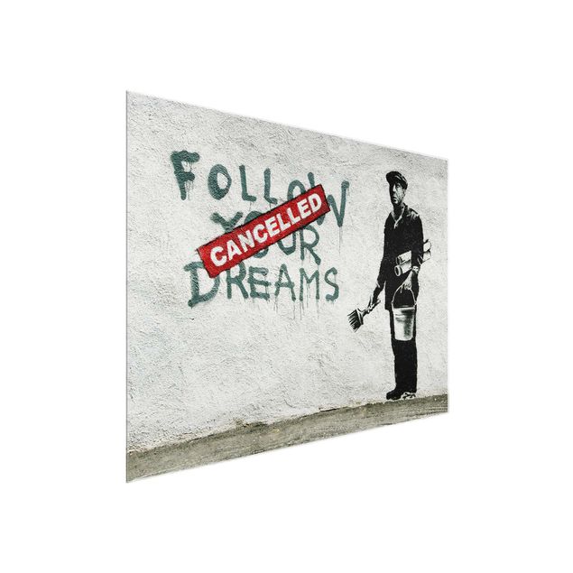 Cuadros modernos blanco y negro Follow Your Dreams - Brandalised ft. Graffiti by Banksy