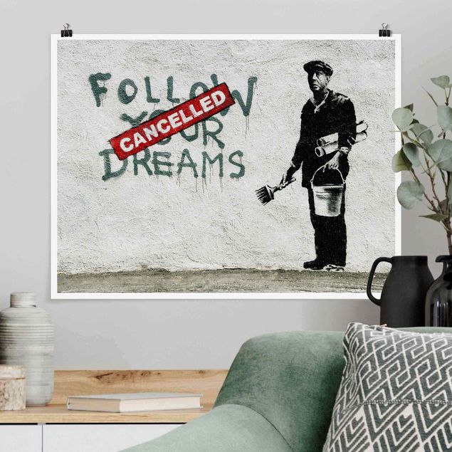 Láminas blanco y negro para enmarcar Follow Your Dreams - Brandalised ft. Graffiti by Banksy