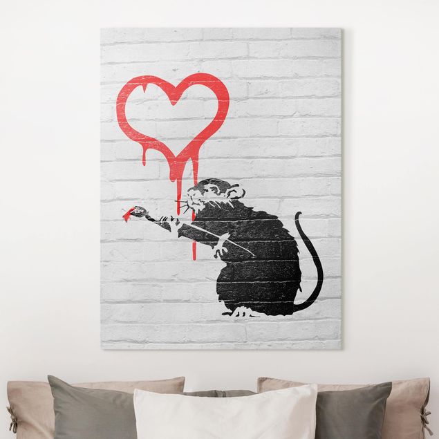 Lienzos en blanco y negro Love Rat - Brandalised ft. Graffiti by Banksy
