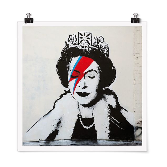 Cuadros en blanco y negro Queen Lizzie Stardust - Brandalised ft. Graffiti by Banksy
