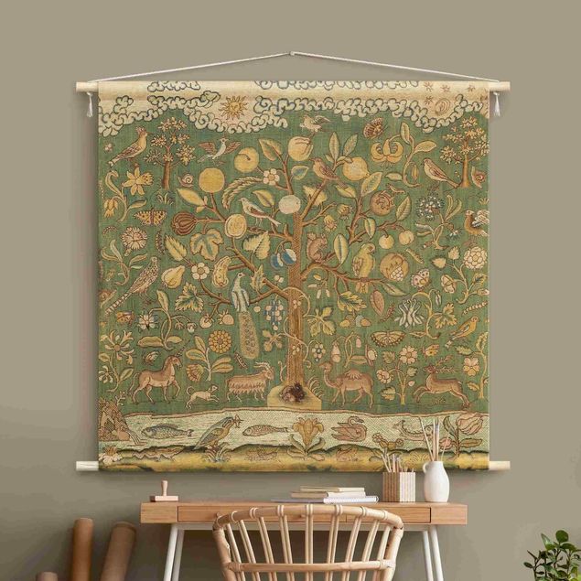 Tapices naturaleza Tree With Animals In Textile Look