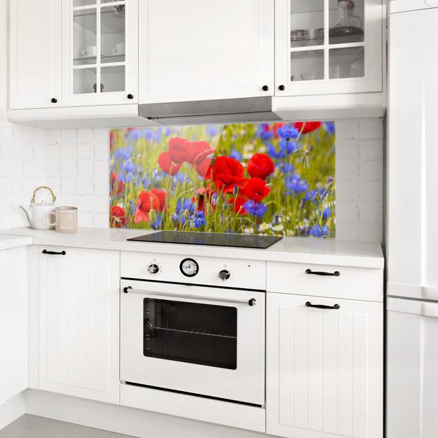 Panel antisalpicaduras cocina flores Summer Meadow With Poppies And Cornflowers