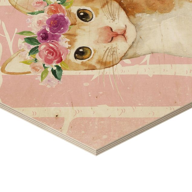 Cuadros Watercolor Cat Pink