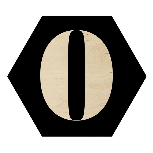 Hexagon Bild Holz - Antiqua Zahl 0