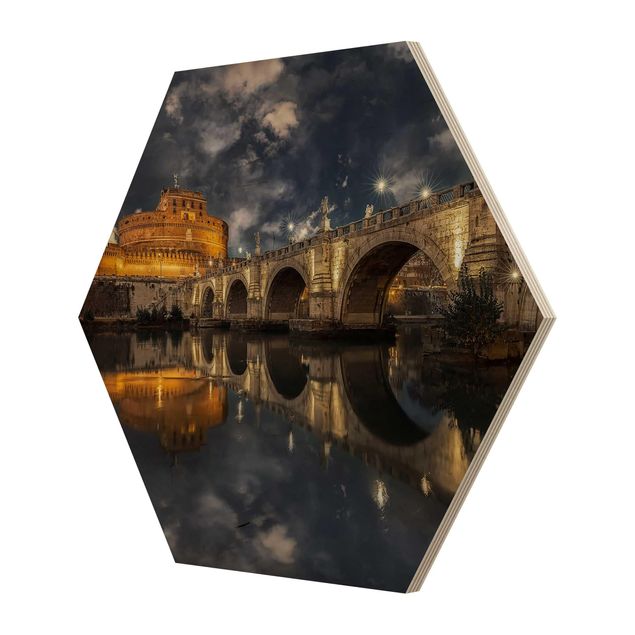 Hexagon Bild Holz - Ponte Sant'Angelo in Rom