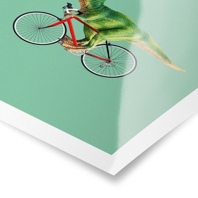 Cuadros tonos verdes Dinosaur With Bicycle