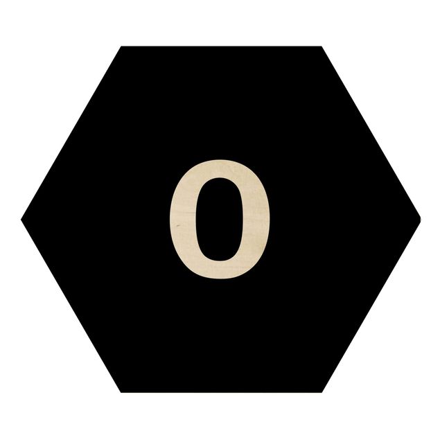 Hexagon Bild Holz - Buchstabe Schwarz O