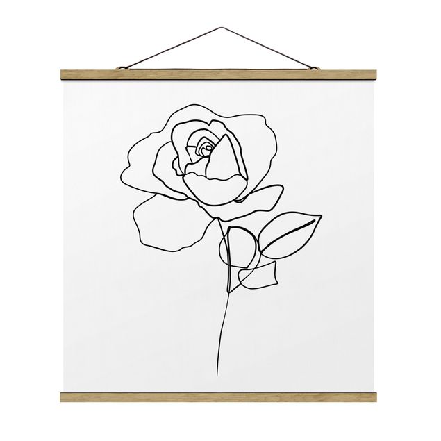 Cuadros de flores Line Art Rose Black White