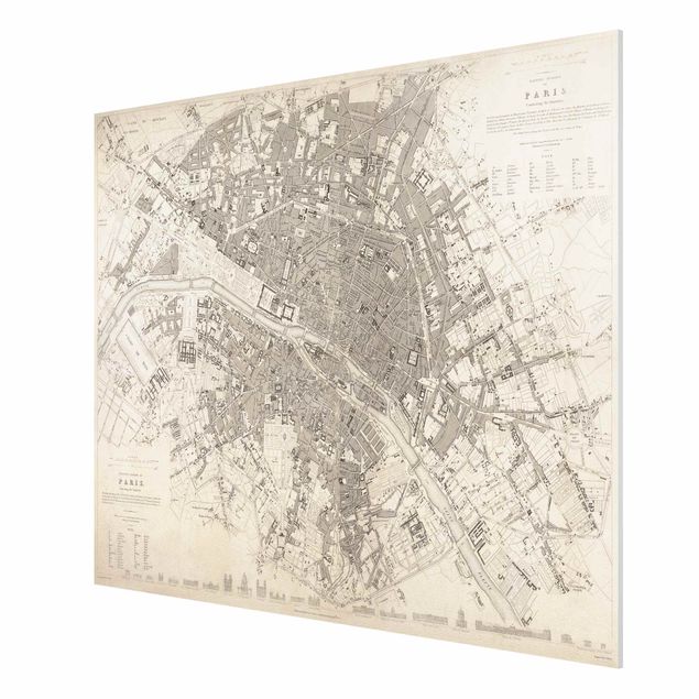 Cuadros arquitectura Vintage Map Paris