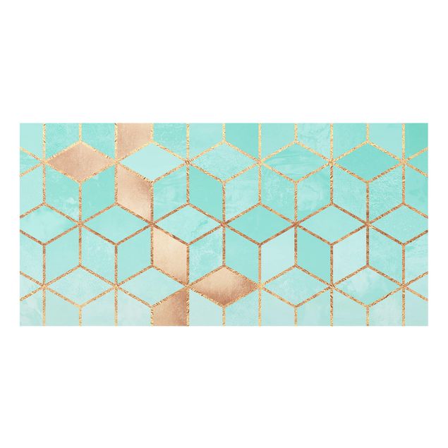 panel-antisalpicaduras-cocina Turquoise White Golden Geometry