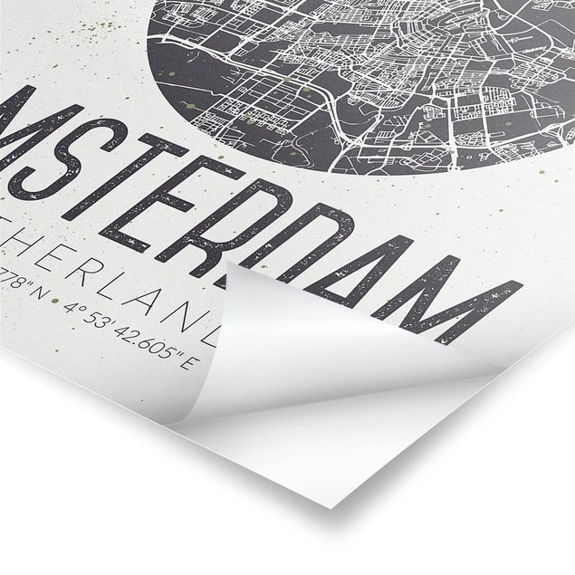 Cuadros Amsterdam City Map - Retro