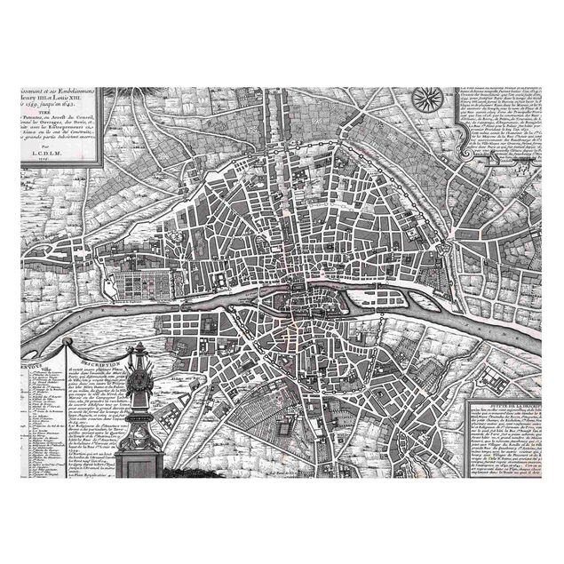 Cuadros París Vintage Map City Of Paris Around 1600