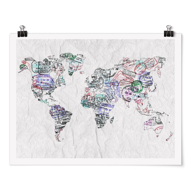 Cuadro de mapamundi Passport Stamp World Map