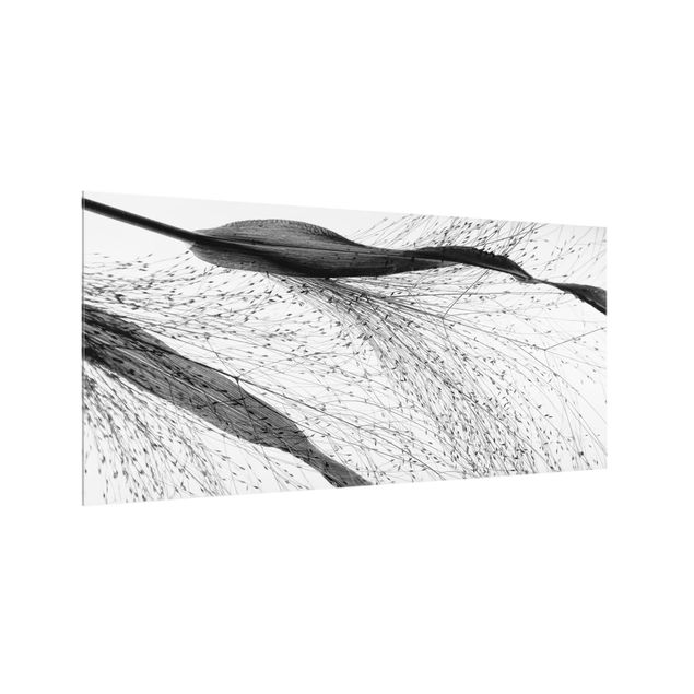 panel-antisalpicaduras-cocina Delicate Reed With Subtle Buds Black And White