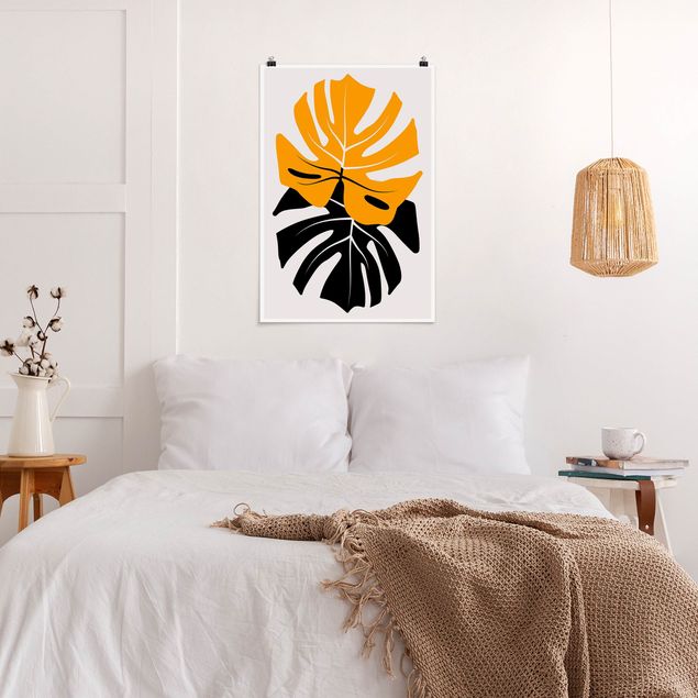 Póster flores Monstera Black Yellow