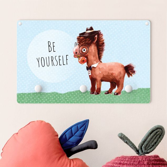 Decoración habitación infantil Bespectacled Pony With Text Be Yourself
