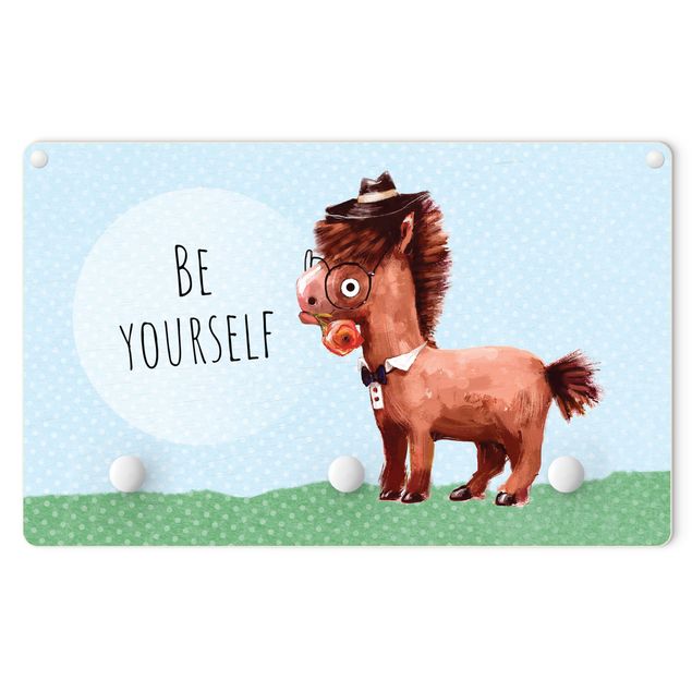 Percheros de pared Bespectacled Pony With Text Be Yourself