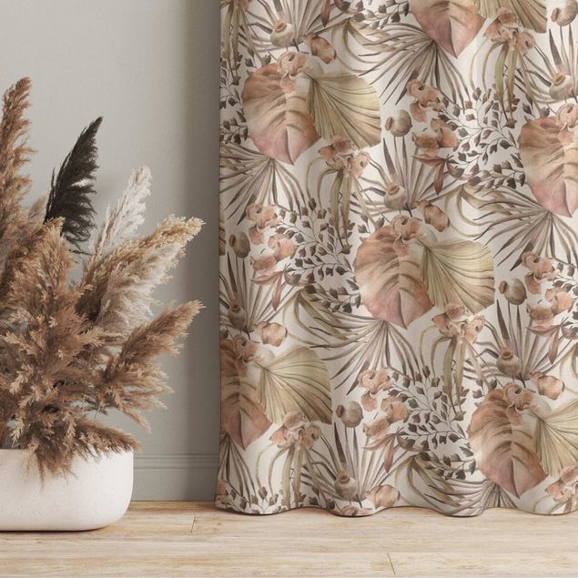 cortinas a medida on line Beige Palm Leaves