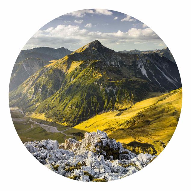 Papel pintado rústico Mountains And Valley Of The Lechtal Alps In Tirol