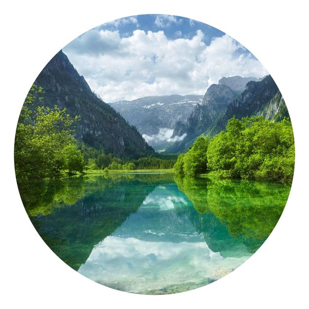 Papeles pintados modernos Mountain Lake With Water Reflection