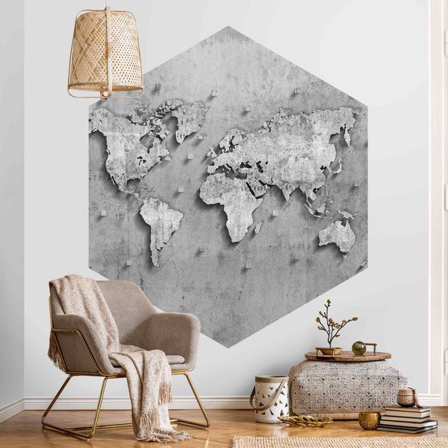 Papel pintado moderno Concrete World Map