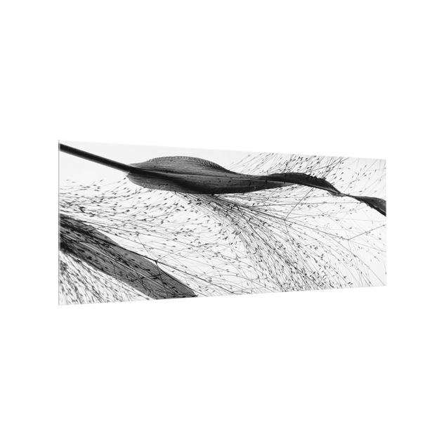Salpicadero cocina cristal Delicate Reed With Subtle Buds Black And White