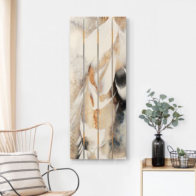 Cuadros Elisabeth Fredriksson Golden Abstract Winter Painting