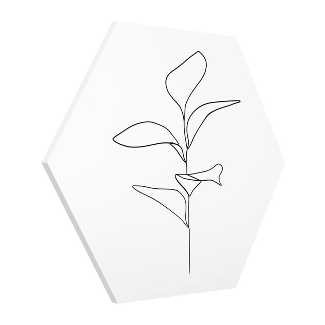 Cuadros de flores modernos Line Art Plant Leaves Black And White