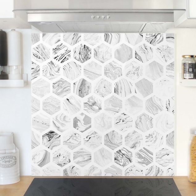Decoración en la cocina Marble Hexagons In Greyscales