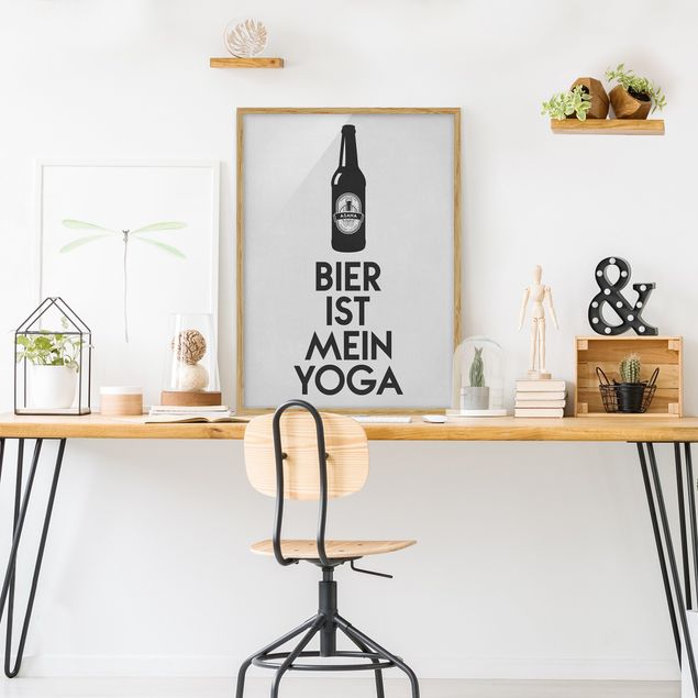 Pósters enmarcados con frases Bier Ist Mein Yoga