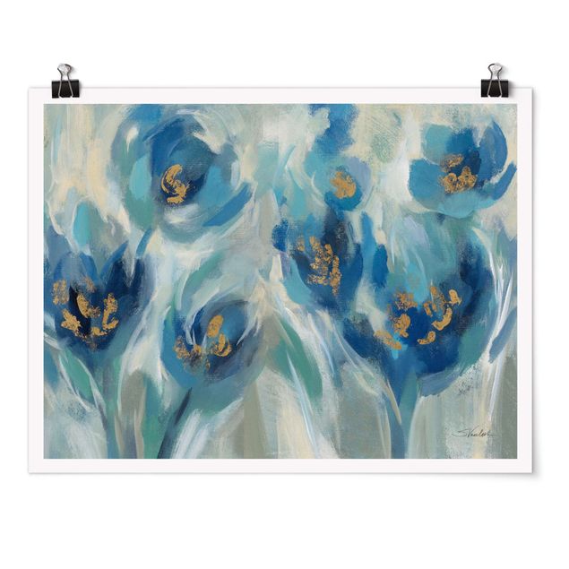 Láminas decorativas para pared Blue fairy tale with flowers