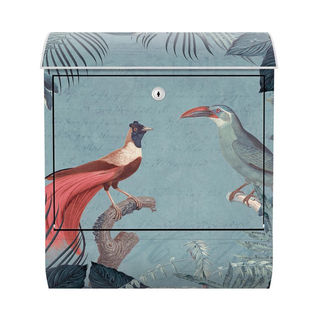 Buzones animales Blue Gray Paradise With Tropical Birds