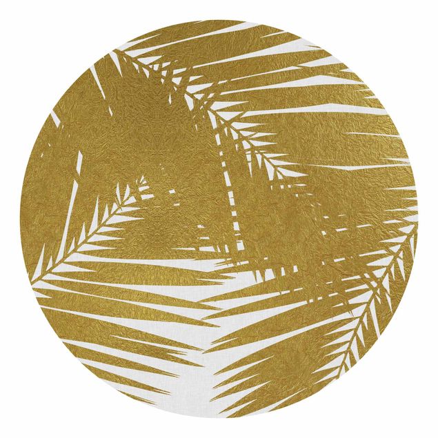 Papel pintado salón moderno View Through Golden Palm Leaves